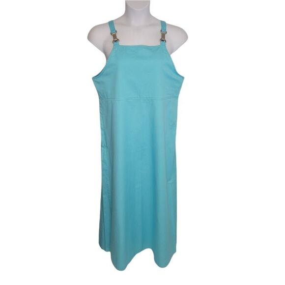 VINTAGE 90s teal blue clasp strap long jumper maxi‎ dress L/XL - Picture 1 of 9